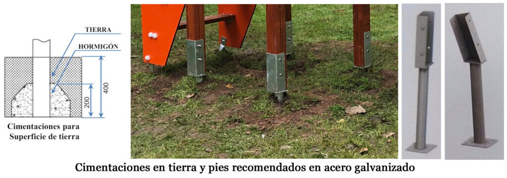 cimentaciones de juegos en tierra