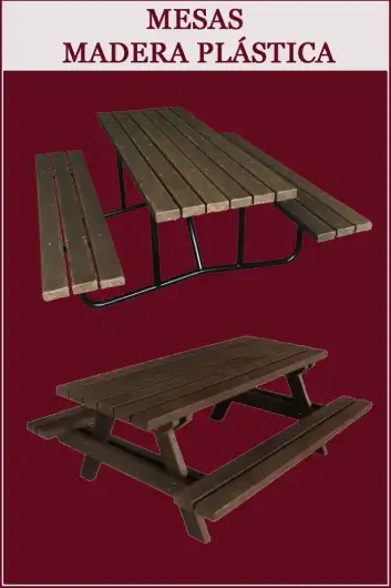 mesas de madera plástica