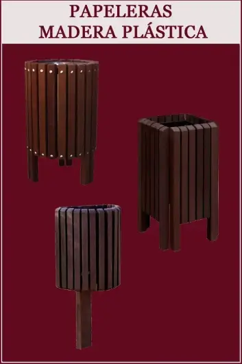 Papeleras de madera plástica