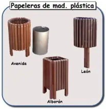 Papeleras de madera plástica