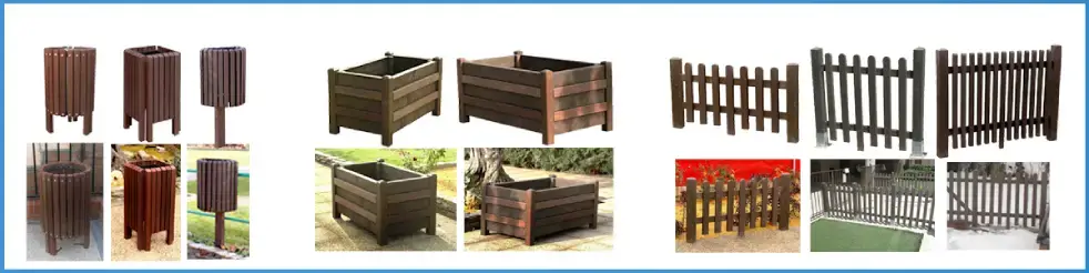 papeleras jardineras y vallas de madera plastica