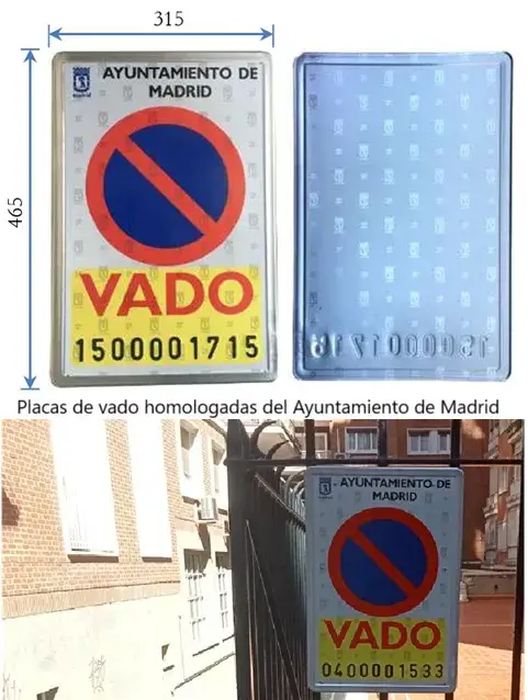Placas de vado homologadas por el Ayuntamiento de Madrid