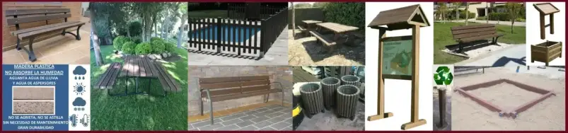 Sección de Mobiliario de madera plástica